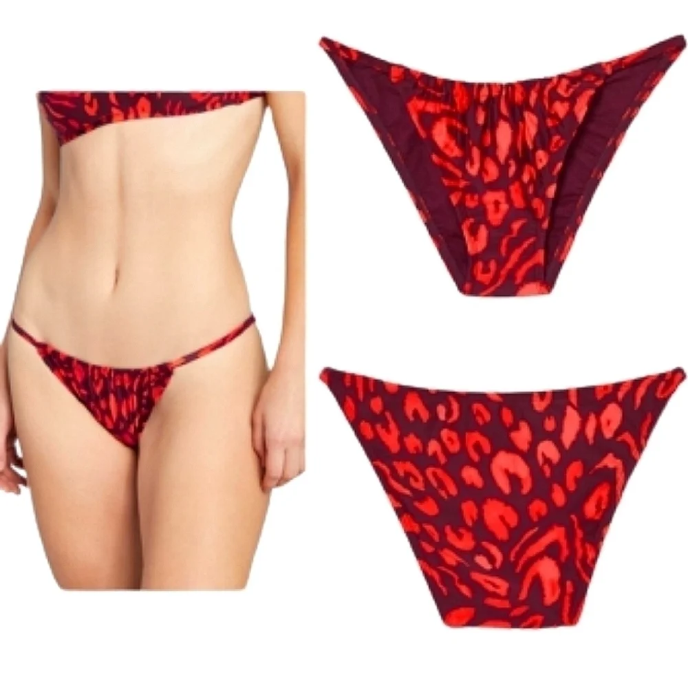 NWT shade and shore red leopard print bikini bottoms - Picture 1 of 8